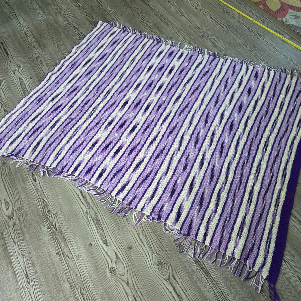 Handmade Crochet Purple Mosaic Afghan Throw Blanket Geometric 55x67 Cottagecore